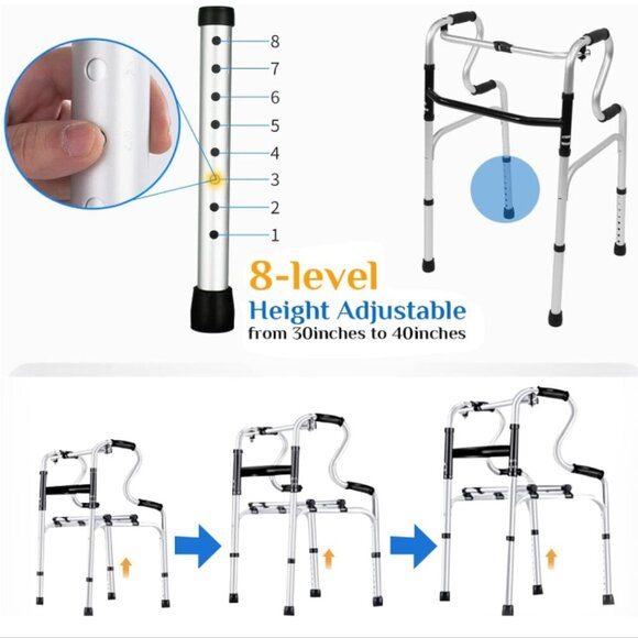 Jumbo Double Walker Aluminum Mobility Walker Aid with Adjustable - Picture 1 of 6